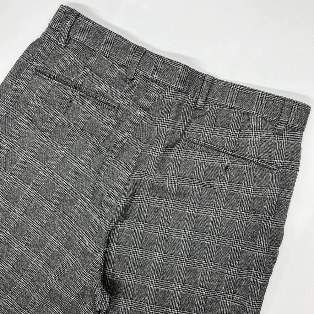 Tommy Hilfiger Grey Plaid Dress Pants Mens 32x34 Preppy Workwear Trousers